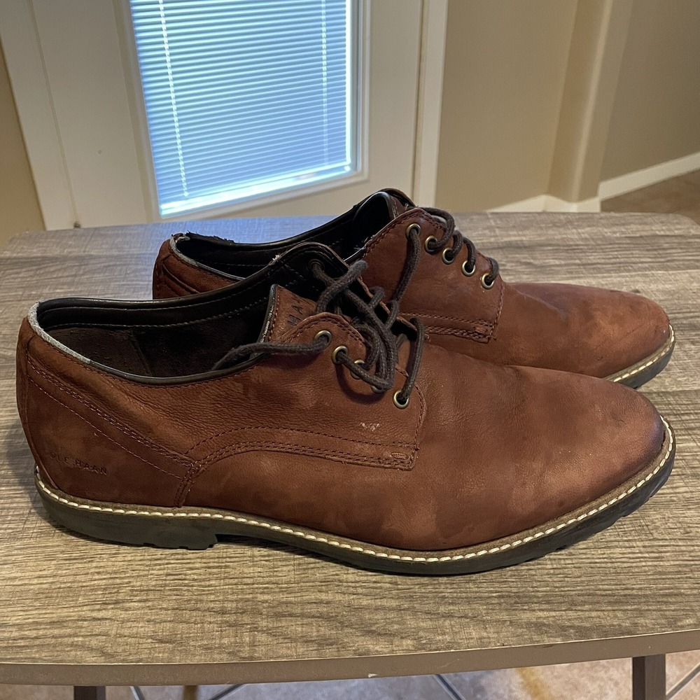 Cole Haan Nathan Plain Toe Mens Size 10 M Oxford Shoes Dark Brown Leather C30634
